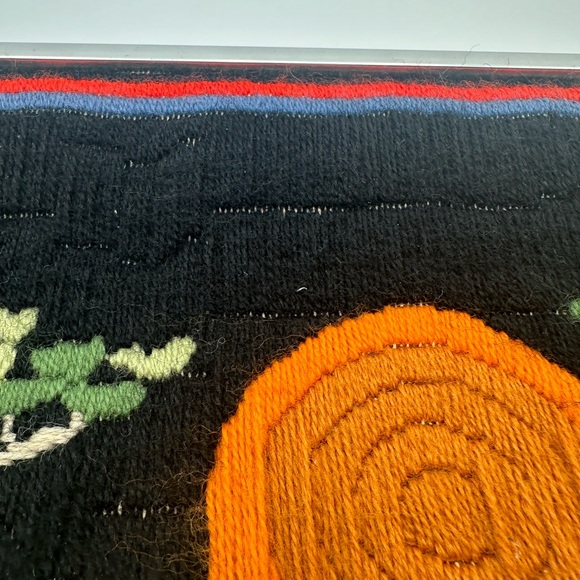 Vintage Asian Style Crewel Art Crane Flowers Amazing Colors Mid Century 20x17.5” - Picture 6 of 7